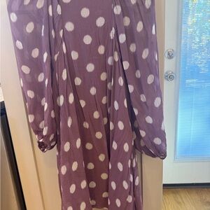 Anthropologie Maeve Lavender Dress with White Dots